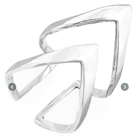 Sterling Silver Adjustable Chevron Statement Ring - Picture 4 of 4